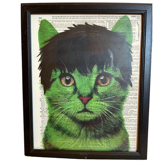 Vintage Other - Hulk Cat Print on Vintage Dictionary Art Print  Whimsical Home Decor